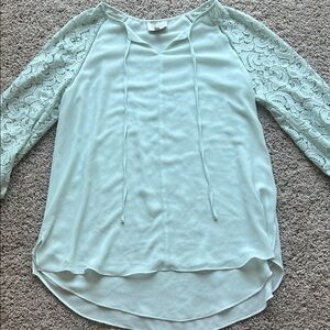 Haute Hippie Tribe Size Small Women's Lace Sleeve Top - Light Blue